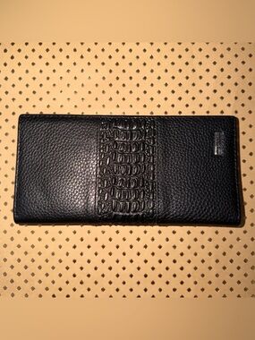 🆕 NEW Women's Genuine Leather Black Patterned Wallet